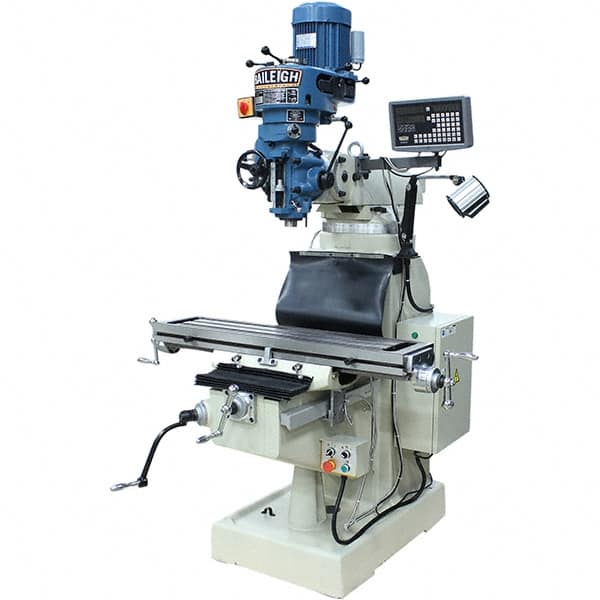 Baileigh - 9" Table Width x 42" Table Length, Step Pulley Control, 1 Phase Knee Milling Machine - R8 Spindle Taper, 3 hp - A1 Tooling