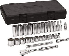 GearWrench - 30 Piece 3/8" Drive Chrome Finish Deep Well Socket Set - 12 Points, 1/4" to 1" Range, Inch Measurement Standard - A1 Tooling