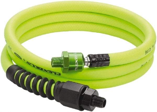 Legacy - 3/8" ID x 0.61" OD 6' Long Lead-In Whip Hose - MNPT High Flow Ball Swivel x MNPT Ends, 300 Working psi, -40 to 140°F, 1/4" Fitting, Green - A1 Tooling