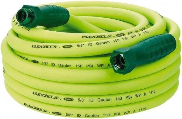 Legacy - 50' Long Garden Hose - 5/8" Diam, 3/4" GHT, Hybrid Polymer, 150 psi, All Season, Green - A1 Tooling