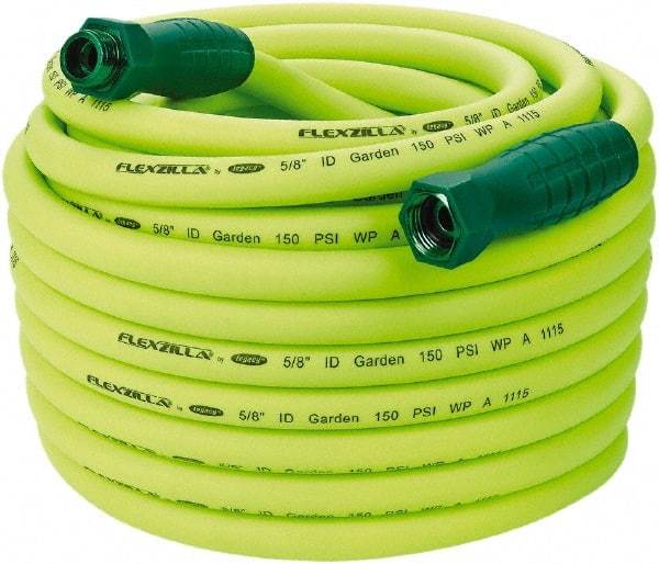 Legacy - 100' Long Garden Hose - 5/8" Diam, 3/4" GHT, Hybrid Polymer, 150 psi, All Season, Green - A1 Tooling