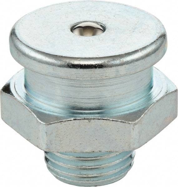 Umeta - Straight Head Angle, 1/2-14 BSPP Steel Button-Head Grease Fitting - 22mm Hex, 21.5mm Overall Height - A1 Tooling