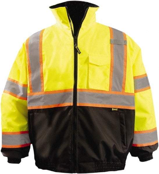 OccuNomix - Size M Cold Weather Jacket - High Visbility Yellow, Black, Denier Polyester, Zipper Closure, 54" Chest - A1 Tooling