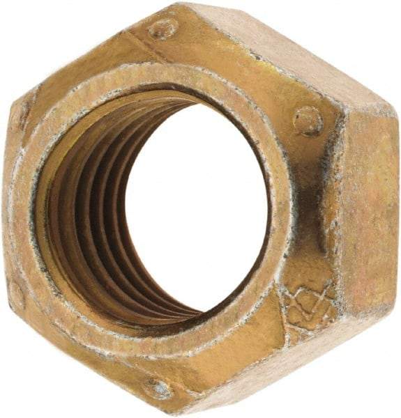 Made in USA - 1-8 Grade C Hex Lock Nut with Distorted Thread - Zinc Yellow with Wax Finish - A1 Tooling