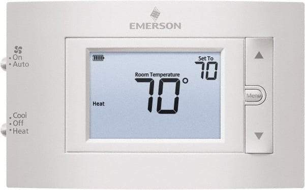 White-Rodgers - 50 to 99°F, 1 Heat, 1 Cool, Digital Nonprogrammable Thermostat - 20 to 30 Volts, 1.77" Inside Depth x 1.77" Inside Height x 5-1/4" Inside Width, Horizontal Mount - A1 Tooling