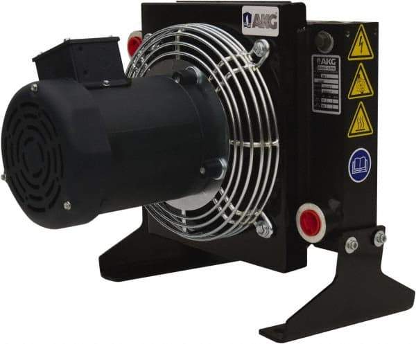 AKG Thermal Systems - SAE #12, 1 Fan Mount, Liquid-To-Air Aluminum Brazed Process Equipment Heat Exchanger - Oil Cooler, Ethylene Glycol/Water Mixture Cooler, 14.25" High x 13.78" Wide x 13.27" Deep, 250°F Max - A1 Tooling