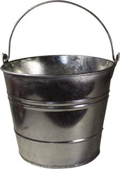 Funnel King - 12 Qt, 10" High, Galvanized Steel Round Silver Single Pail - Handle Included, 11-1/2" Top Diam - A1 Tooling