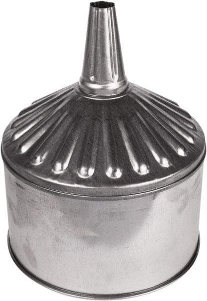 Funnel King - 8 Qt Capacity Galvanized Steel Funnel - 9-5/8" Mouth OD, 1" Tip OD, 3-1/2" Straight Spout, Silver - A1 Tooling