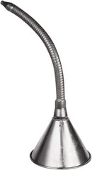 Funnel King - 1 Qt Capacity Galvanized Steel Funnel - 6-3/8" Mouth OD, 7/16" Tip OD, 14" Flexible Spout, Silver - A1 Tooling