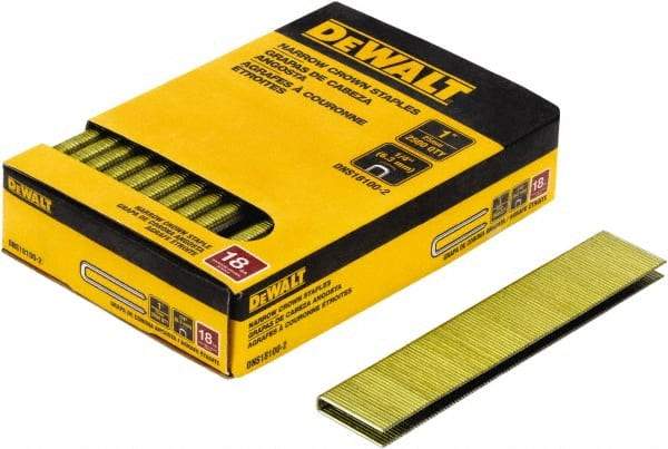 DeWALT - 1" Long x 1/4" Wide, 18 Gauge Crowned Construction Staple - Steel, Copper Finish, Chisel Point - A1 Tooling