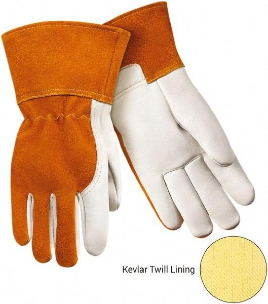 Steiner - Size M Kevlar Lined Cowhide Welding Glove - Gauntlet Cuff, Straight Thumb, For MIG - A1 Tooling