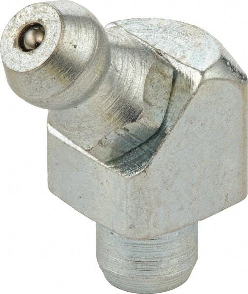 Umeta - 45° Head Angle, M10x1.0 Metric Steel Standard Grease Fitting - 11mm Hex, 20.5mm Overall Height, 5.5mm Shank Length - A1 Tooling