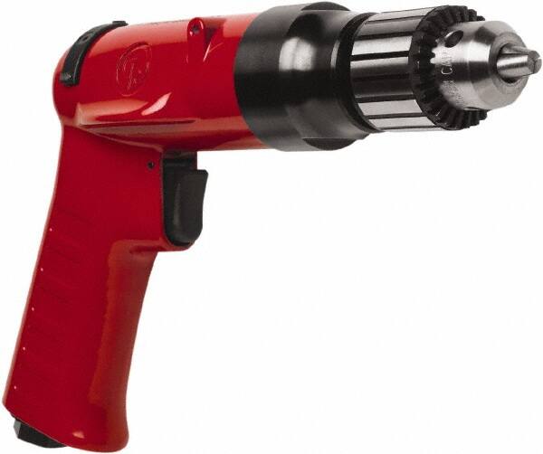 Chicago Pneumatic - 3/8" Reversible Keyed Chuck - Pistol Grip Handle, 4,000 RPM, 32 LPS, 0.5 hp - A1 Tooling