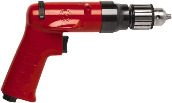 Chicago Pneumatic - 3/8" Reversible Keyed Chuck - Pistol Grip Handle, 2,600 RPM, 32 LPS, 0.5 hp - A1 Tooling