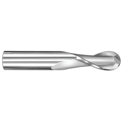 3/16″ Dia. × 3/16″ Shank × 5/8″ DOC × 2″ OAL, Carbide Diamond, Spiral , 2 Flute, 30° Helix, Ballnose End Mill - Exact Industrial Supply