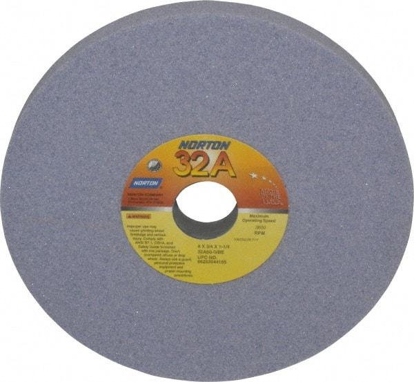 Norton - 8" Diam x 1-1/4" Hole x 3/4" Thick, I Hardness, 60 Grit Surface Grinding Wheel - Aluminum Oxide, Type 1, Medium Grade, 3,600 Max RPM, Vitrified Bond, No Recess - A1 Tooling