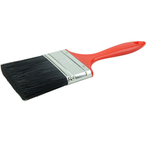 3″ Industrial Varnish Brush, Black Polyester, 2-1/4″ Trim Length, Red Plastic Handle - A1 Tooling