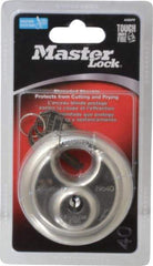 Master Lock - 3/4" Shackle Clearance, Keyed Different Shielded Shackle Disk Lock Padlock - 3/8" Shackle Diam, Stainless Steel - A1 Tooling