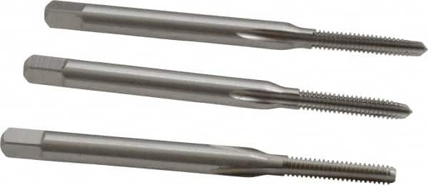 Cleveland - #3-48 UNC, 3 Flute, Bottoming, Plug & Taper, Bright Finish, High Speed Steel Tap Set - Right Hand Cut, 1-13/16" OAL, 1/2" Thread Length - A1 Tooling