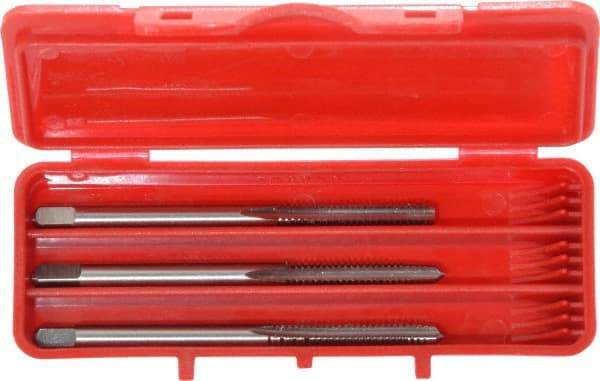 Cleveland - #6-32 UNC, 3 Flute, Bottoming, Plug & Taper, Bright Finish, High Speed Steel Tap Set - Right Hand Cut, 50.8mm OAL, 0.38" Thread Length - A1 Tooling