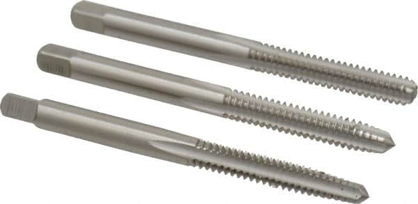 Cleveland - #10-24 UNC, 3 Flute, Bottoming, Plug & Taper, Bright Finish, High Speed Steel Tap Set - Right Hand Cut, 2-3/8" OAL, 1/2" Thread Length - A1 Tooling