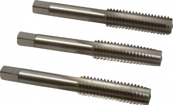 Cleveland - 7/16-14 UNC, 4 Flute, Bottoming, Plug & Taper, Bright Finish, High Speed Steel Tap Set - Right Hand Cut, 3-5/32" OAL, 0.88" Thread Length - A1 Tooling