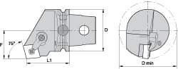 Kennametal - Right Hand Cut, Size KM63, CN.. Insert Compatiblity, Internal Modular Turning & Profiling Cutting Unit Head - 43mm Ctr to Cutting Edge, 60mm Head Length, Through Coolant, Series Kenloc - A1 Tooling