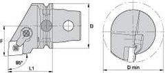 Kennametal - Right Hand Cut, Size KM63, CN.. Insert Compatiblity, Internal Modular Turning & Profiling Cutting Unit Head - 43mm Ctr to Cutting Edge, 60mm Head Length, Through Coolant, Series Kenloc - A1 Tooling