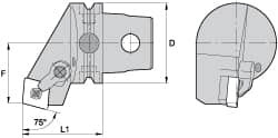 Kennametal - Right Hand Cut, Size KM63, CN.. Insert Compatiblity, External Modular Turning & Profiling Cutting Unit Head - 38mm Ctr to Cutting Edge, 60mm Head Length, Through Coolant, Series Kenloc - A1 Tooling