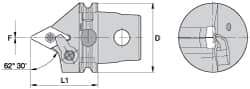 Kennametal - Neutral Cut, Size KM63, DN.. Insert Compatiblity, External Modular Turning & Profiling Cutting Unit Head - 60mm Head Length, Through Coolant, Series Kenloc - A1 Tooling