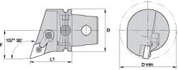 Kennametal - Left Hand Cut, Size KM63, DN.. Insert Compatiblity, Internal Modular Turning & Profiling Cutting Unit Head - 43mm Ctr to Cutting Edge, 60mm Head Length, Through Coolant, Series Kenloc - A1 Tooling