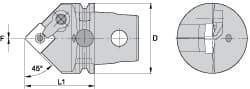 Kennametal - Neutral Cut, Size KM63, SN.. Insert Compatiblity, External Modular Turning & Profiling Cutting Unit Head - 60mm Head Length, Through Coolant, Series Kenloc - A1 Tooling