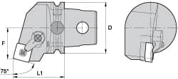 Kennametal - Right Hand Cut, Size KM63, SN.. Insert Compatiblity, External Modular Turning & Profiling Cutting Unit Head - 38mm Ctr to Cutting Edge, 60mm Head Length, Through Coolant, Series Kenloc - A1 Tooling