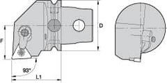 Kennametal - Right Hand Cut, Size KM63, TN.. Insert Compatiblity, External Modular Turning & Profiling Cutting Unit Head - 43mm Ctr to Cutting Edge, 60mm Head Length, Through Coolant, Series Kenloc - A1 Tooling