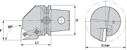 Kennametal - Left Hand Cut, Size KM63, TN.. Insert Compatiblity, Internal Modular Turning & Profiling Cutting Unit Head - 43mm Ctr to Cutting Edge, 60mm Head Length, Through Coolant, Series Kenloc - A1 Tooling