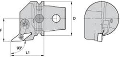 Kennametal - Right Hand Cut, Size KM63, VN.. Insert Compatiblity, External Modular Turning & Profiling Cutting Unit Head - 43mm Ctr to Cutting Edge, 60mm Head Length, Through Coolant, Series Kenloc - A1 Tooling