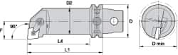 Kennametal - Left Hand Cut, 32mm Min Bore Diam, Size KM63 Steel Modular Boring Cutting Unit Head - 1.9685" Max Bore Depth, Through Coolant, Compatible with CN.. - A1 Tooling