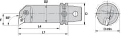 Kennametal - Left Hand Cut, 40mm Min Bore Diam, Size KM63 Steel Modular Boring Cutting Unit Head - 4.4094" Max Bore Depth, Through Coolant, Compatible with DN.. - A1 Tooling