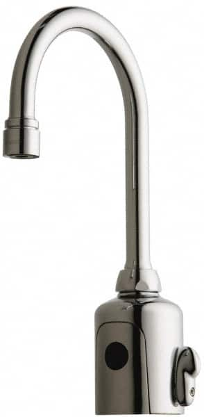 Chicago Faucets - Polished Chrome Plated Electronic User Adjustable Temperature Control Mixer Sensor Faucet - Powered by 6 Volt Lithium CRP2 Battery (Included), Gooseneck Spout, 4 to 8" Mounting Centers - A1 Tooling