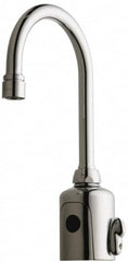 Chicago Faucets - Polished Chrome Plated Electronic User Adjustable Temperature Control Mixer Sensor Faucet - Powered by 6 Volt Lithium CRP2 Battery (Included), Gooseneck Spout, 4 to 8" Mounting Centers - A1 Tooling