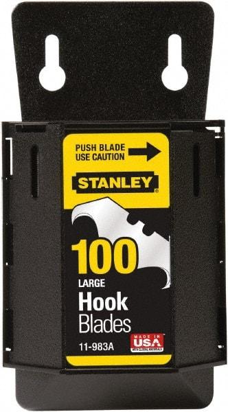 Stanley - 100 Piece High Carbon Steel Hook Blade - 48mm OAL, 1-7/8" Blade Length, 0.024" Blade Thickness - A1 Tooling