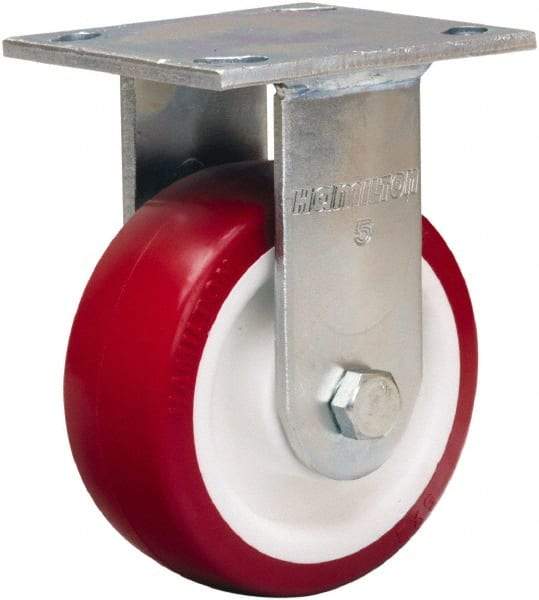 Hamilton - 5" Diam x 2" Wide x 6-1/2" OAH Top Plate Mount Rigid Caster - Polyurethane Mold on Polypropylene, 900 Lb Capacity, Straight Roller Bearing, 4 x 4-1/2" Plate - A1 Tooling