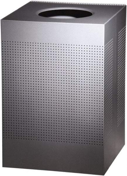 Rubbermaid - 40 Gal Silver Square Decorative Waste Receptacle With Top - Steel, 30" High x 476.25mm Long x 476.25mm Wide - A1 Tooling