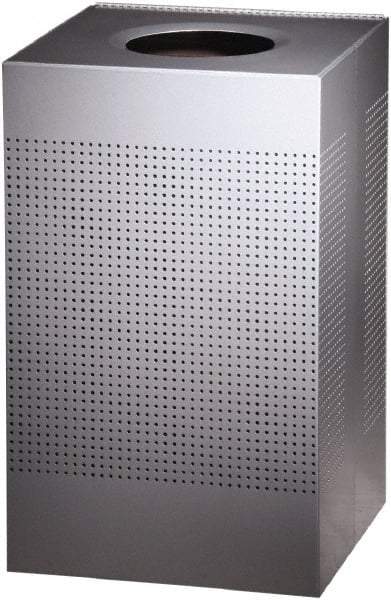 Rubbermaid - 20 Gal Silver Square Decorative Waste Receptacle With Top - Steel, 30" High x 476.25mm Long x 476.25mm Wide - A1 Tooling