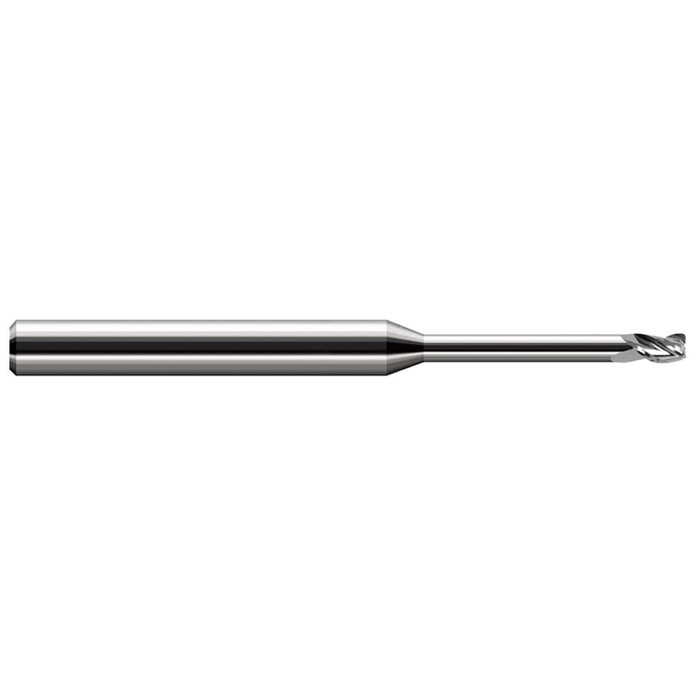 Corner Radius End Mill: 3/16″ Dia, 9/32″ LOC, 0.06″ Radius, 3 Flutes, Solid Carbide 3″ OAL, 3/16″ Shank Dia, 30 ° Helix, Bright/Uncoated, Corner Radius End