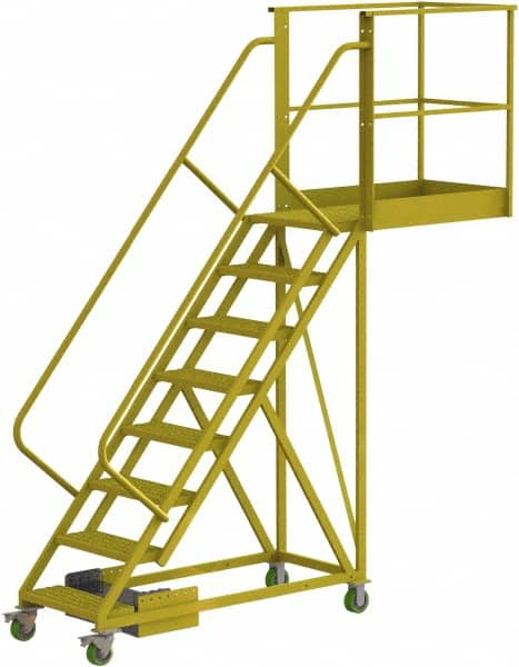 TRI-ARC - 122" 8 Step Configurable Cantilever Ladder - Unsupported, 300 Lb Capacity, 80" Platform Height, 30" Base Width x 109" Base Depth, Serrated - A1 Tooling