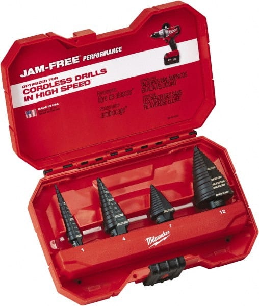 Milwaukee Tool - 1/8 to 1-3/8", Oxide Finish, High Speed Steel Step Drill Bit Set - A1 Tooling