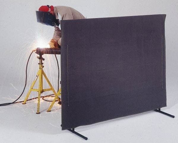 Singer Safety - 6 Ft. Wide x 5 Ft. High, 14 mil Thick Transparent Vinyl Portable Welding Screen Kit - Gray - A1 Tooling