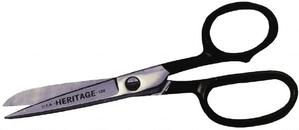 Heritage Cutlery - 2-1/2" LOC, 6" OAL Chrome Plated Standard Shears - Right Hand, Metal Straight Handle, For General Purpose Use - A1 Tooling