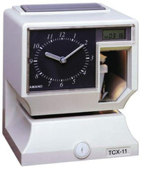 Amano - 110 VAC, Dial,Digital Plastic Manual and Automatic Time Clock and Recorder - 6-3/4 Inch Wide x 6-1/4 Inch Deep x 8-1/4 Inch High, White, UL and CUL Listed - A1 Tooling